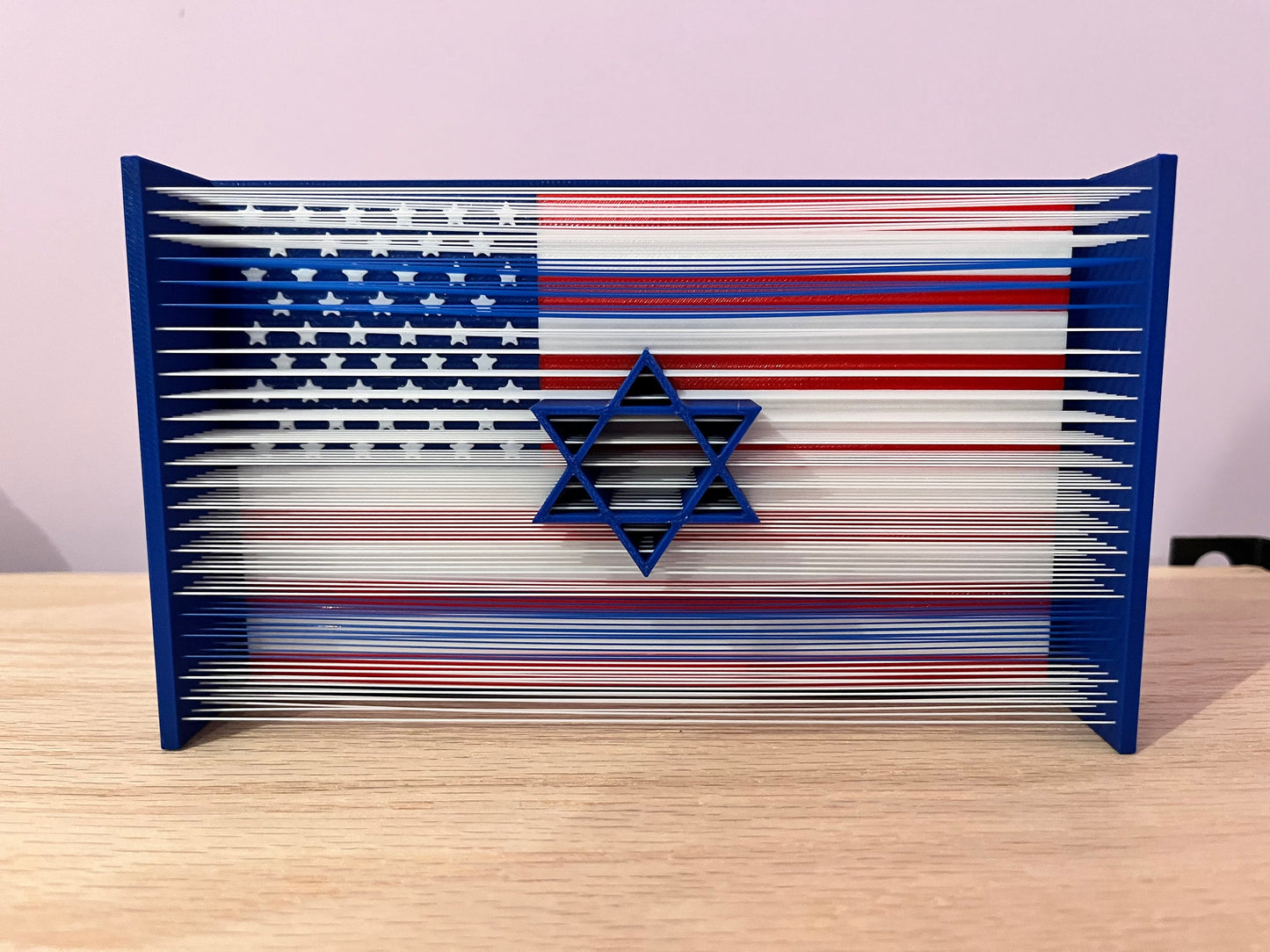 Solidarity - 3D Printed “String Art” Superposition of the American and Israeli Flags