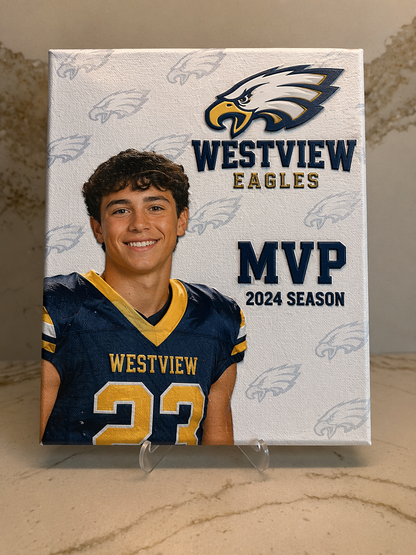 Custom Raised-Texture Photo Canvas – Personalized Graduation, Sports, or Event Display (8" x 10")
