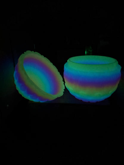 "Fae Wolf Dragon" – 3D Printed Articulated Figurine in Rainbow Glow-in-the-Dark Filament