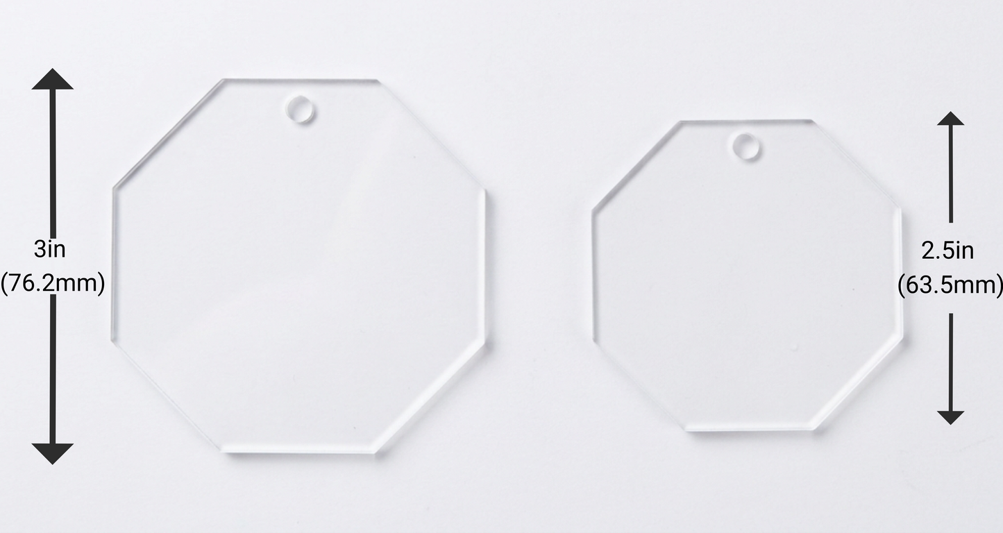 Laser-Cut Clear Acrylic Keychain Blanks – 12 Pack (Multiple Shapes & Sizes)
