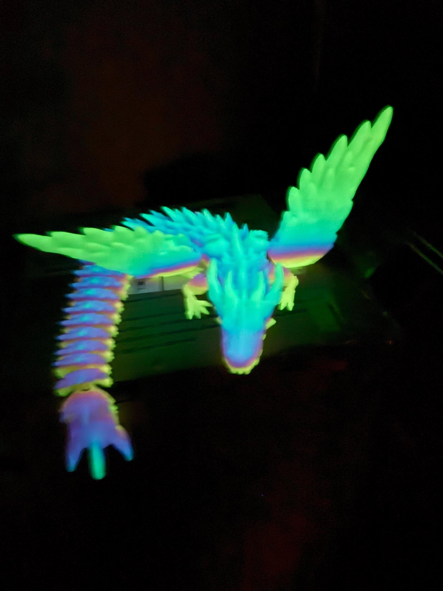 Glow-in-the-Dark 3D Printed Dragon – Articulated Fantasy Figurine